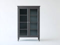Vetrina - Legno ingegnerizzato-Vetro-Metallo - 88x39x176 cm - Grigio antracite - Stile contemporaneo