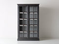 Vetrina - Legno-Vetro-Metallo - 102x41x187 cm - Nero carbone - Stile classico contemporaneo