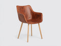 Sedia da pranzo - Similpelle - Legno - 61x62x84 cm - Marrone ruggine-Rovere chiaro - Stile vintage contemporaneo