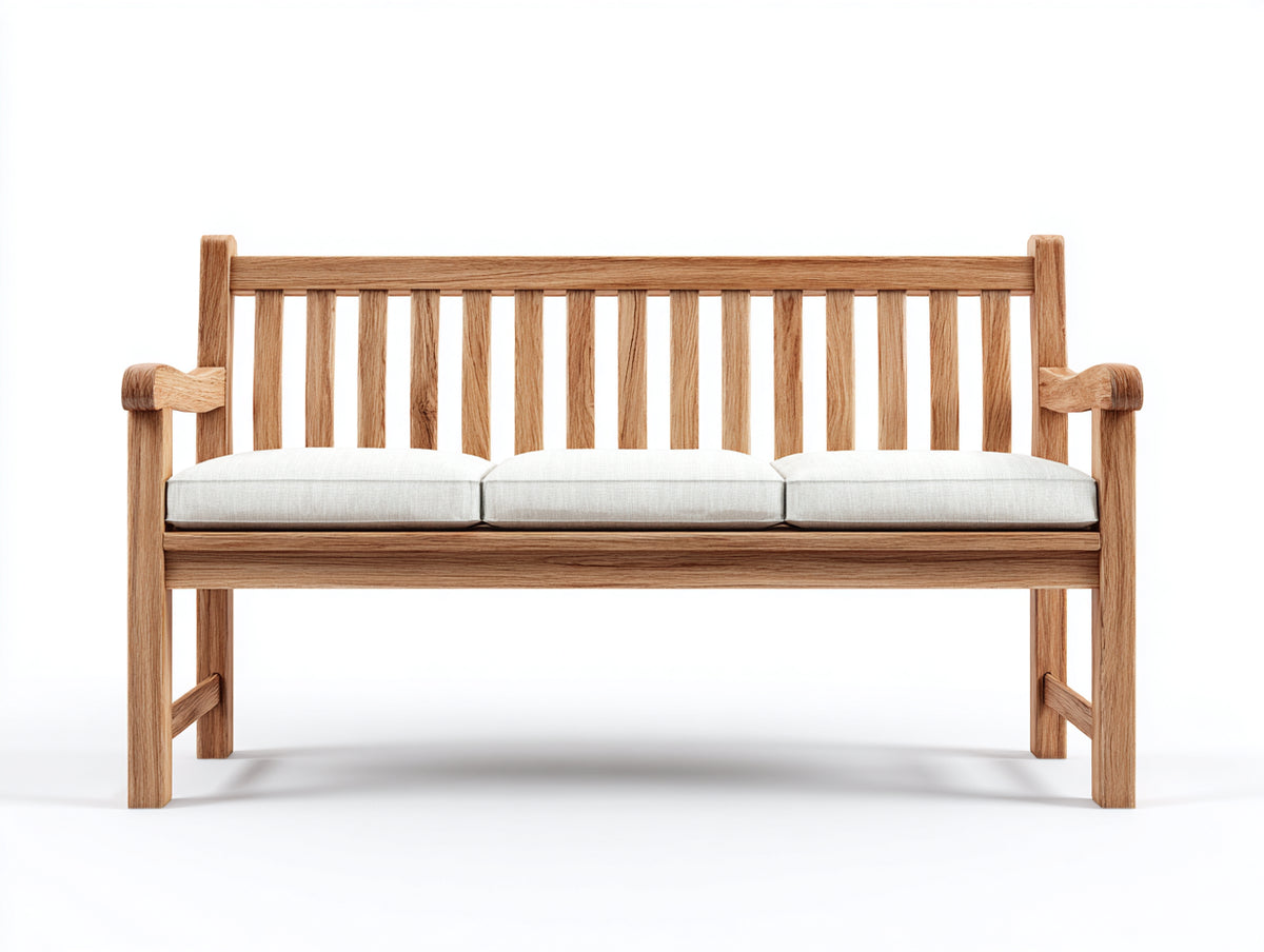 Panche da giardino - Legno-Tessuto - 168x64x88 cm - Rovere naturale-Bianco avorio - Stile classico a listelli verticali