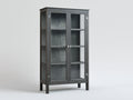 Vetrina - Legno-Vetro-Metallo - 91x40x180 cm - Grigio ardesia - Stile industriale contemporaneo