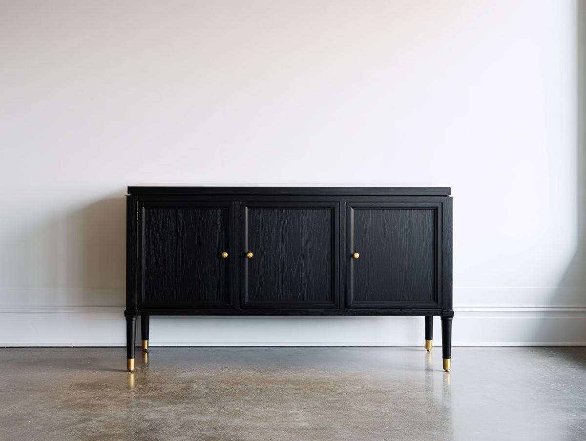 Mobile ingresso-Legno-Metallo-150x42x82 cm-Nero-Oro-Stile classico contemporaneo
