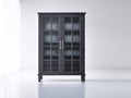 Vetrina-Legno ingegnerizzato-Vetro-Metallo-90x39x169 cm-Grigio antracite-Stile classico