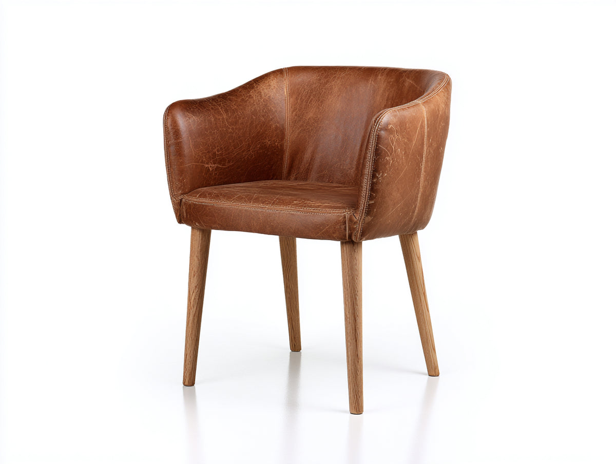 Sedia da pranzo - Similpelle - Legno - 62x60x84 cm - Marrone cuoio - Stile industriale vintage