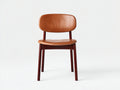 Sedia da pranzo - Similpelle - Legno - 49x54x82 cm - Marrone cognac-Noce scuro - Stile rétro nordico