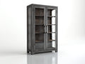 Vetrina - Legno ingegnerizzato-Vetro-Metallo - 94x41x178 cm - Grigio fumo - Stile industriale