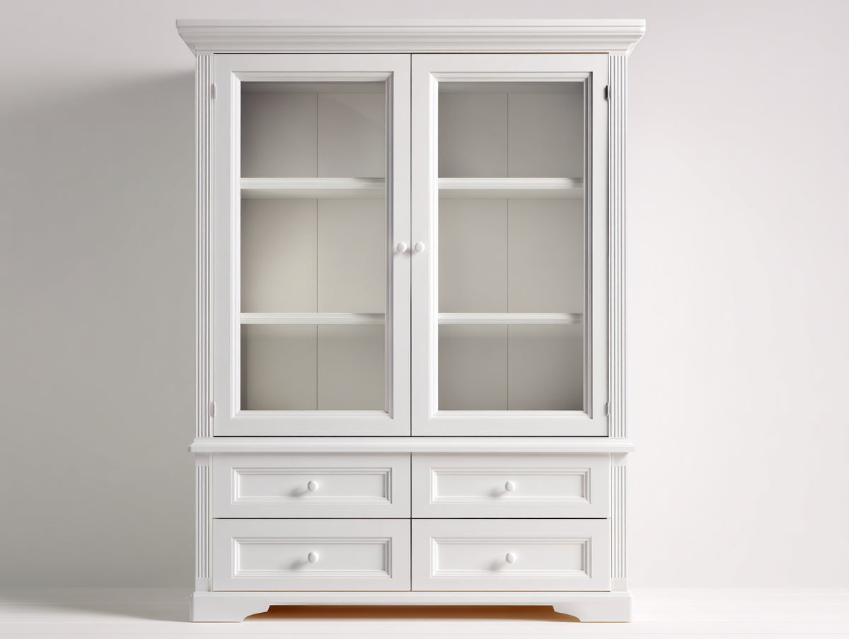 Vetrina - Legno ingegnerizzato-Vetro-Metallo - 109x43x191 cm - Bianco - Stile classico