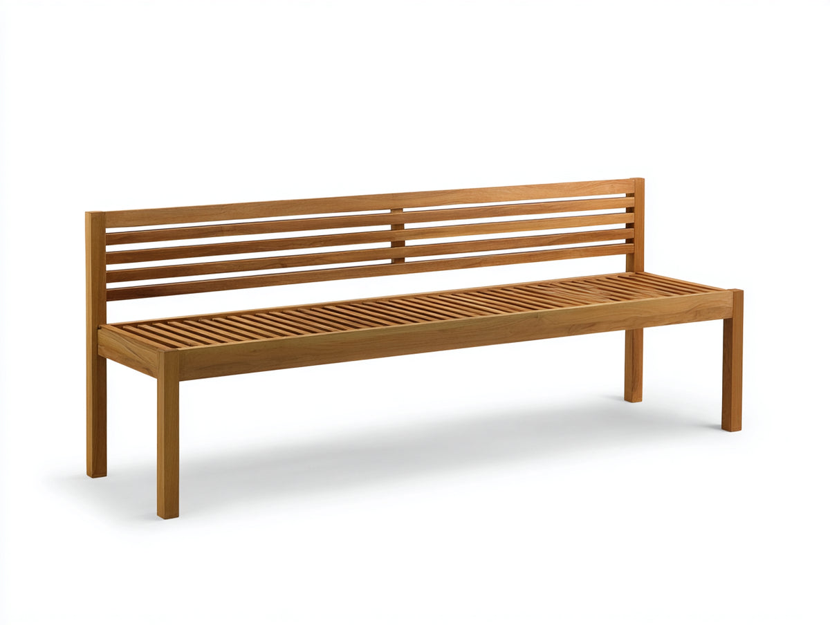 Panche da giardino - Legno - 198x56x85 cm - Marrone teak - Stile minimalista allungato