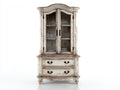 Vetrina - Legno-Vetro-Metallo - 105x44x196 cm - Bianco decapato - Stile shabby chic