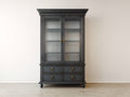 Vetrina - Legno-Vetro-Metallo - 112x45x198 cm - Nero anticato - Stile classico