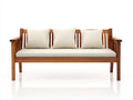 Panche da giardino - Legno-Tessuto - 176x65x85 cm - Marrone teak-Bianco crema - Stile classico da veranda