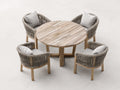 Set da pranzo da esterno - legno-corda-tessuto - 118 x 118 x 75 cm - legno naturale-grigio tortora-grigio chiaro - stile naturale contemporaneo con tavolo rotondo