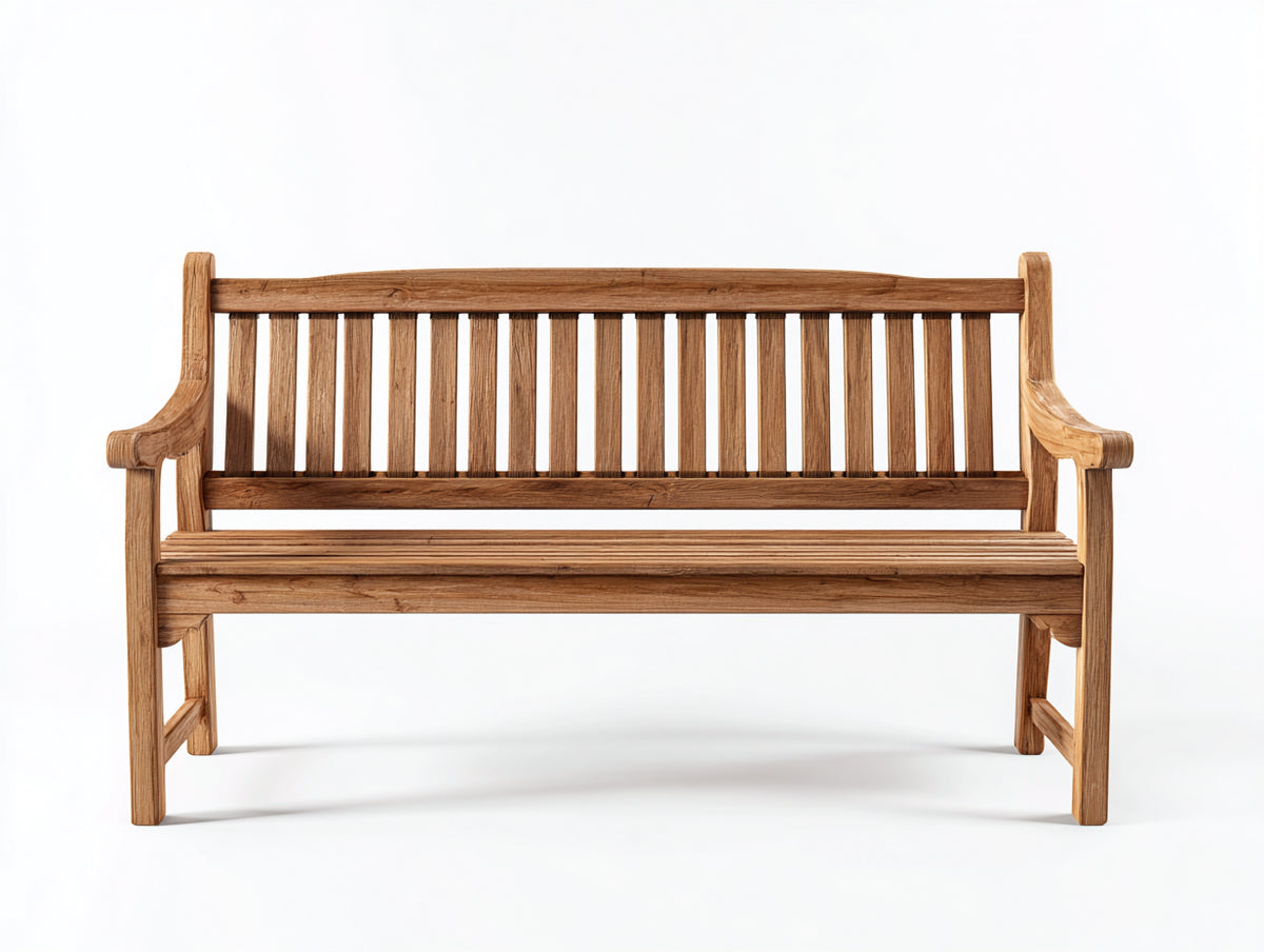 Panche da giardino - Legno - 170x63x90 cm - Teak naturale - Stile classico curvilineo