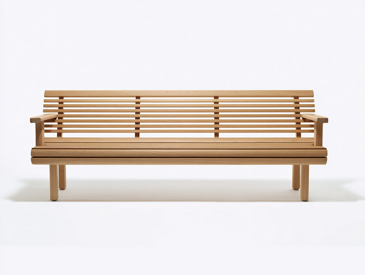 Panche da giardino - Legno - 195x66x90 cm - Rovere chiaro - Stile classico a doghe