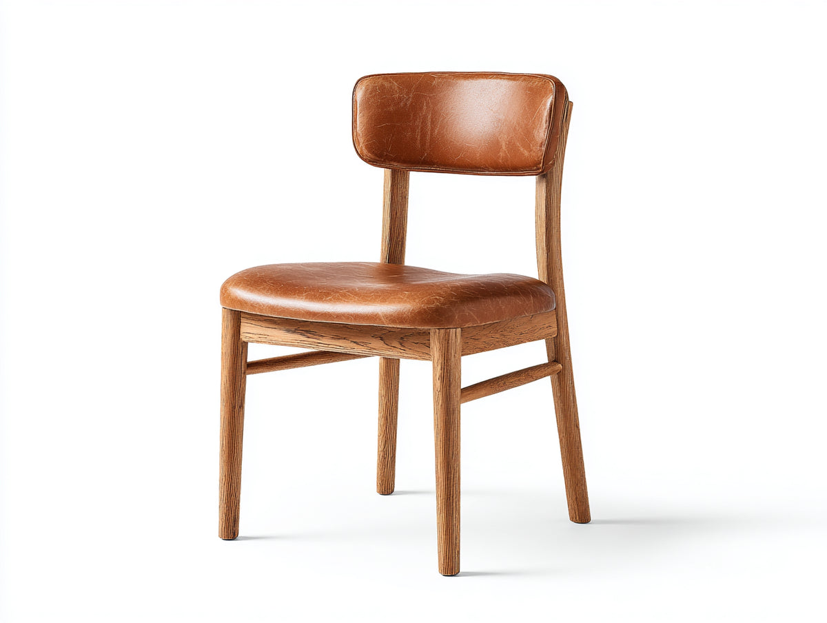 Sedia da pranzo - Similpelle - Legno - 51x56x86 cm - Marrone cuoio-Rovere miele - Stile rustico contemporaneo