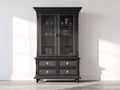 Vetrina - Legno-Vetro-Metallo - 116x47x204 cm - Nero brunito - Stile classico